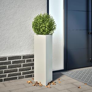 VidaXL Plantenbak driehoek 30x26x75 cm staal wit