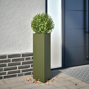 VidaXL Plantenbak driehoek 30x26x75 cm staal olijfgroen