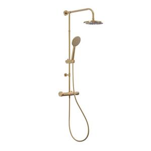 Luzzo Pvd Regendouche Brushed Brass Met Thermostaatkraan - 25cm