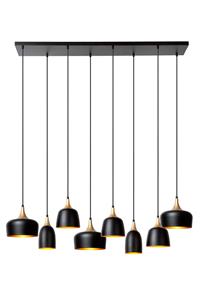 Lucide Pendelleuchte Chayanne in Schwarz und Gold-matt E14 8-flammig