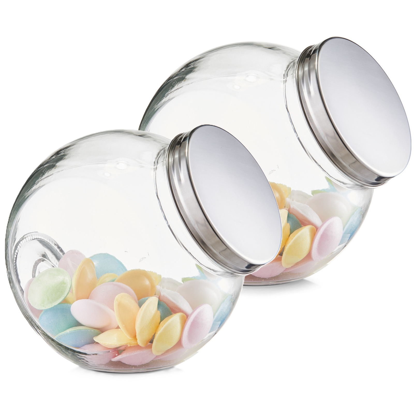 Zeller Keuken voorraadpot/snoeppot Candystore - 2x - rond met deksel - 2900 ml - 19 x 13,5 x 19 cm -