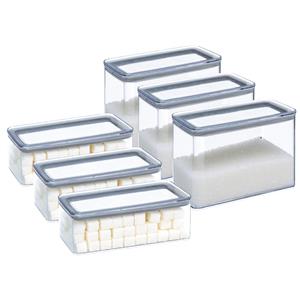 5five Keuken/voedsel voorraadpotten set 6x - kunststof - 1000/2000 ml - luchtdicht -