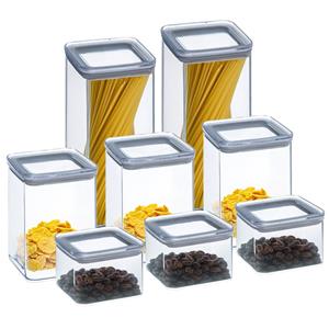 5five Keuken/voedsel voorraadpotten set 8x - kunststof - 500/1000/1500 ml - luchtdicht -