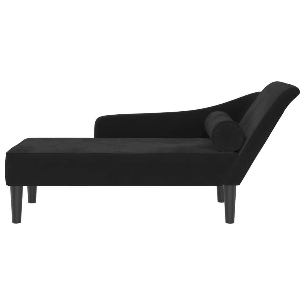 vidaXL Chaise longue met kussens fluweel zwart