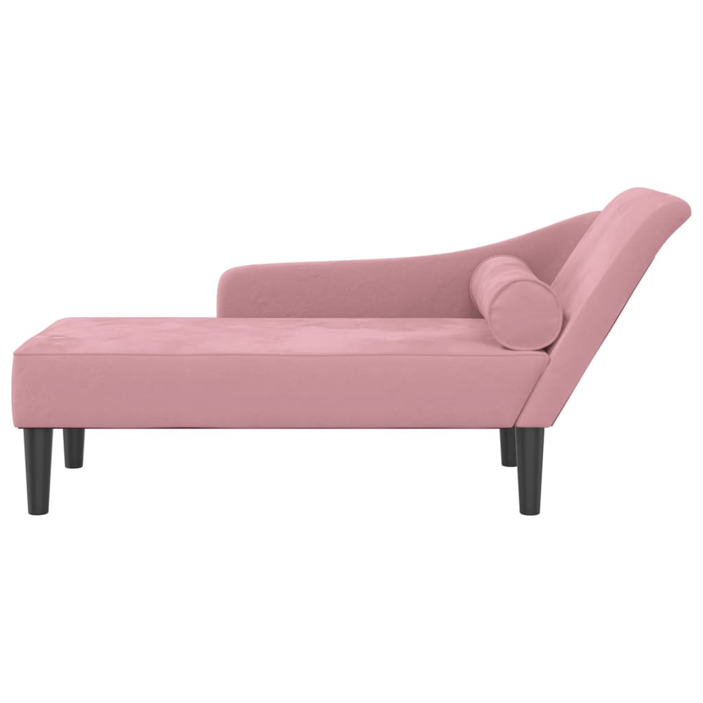 vidaXL Chaise longue met kussens fluweel roze