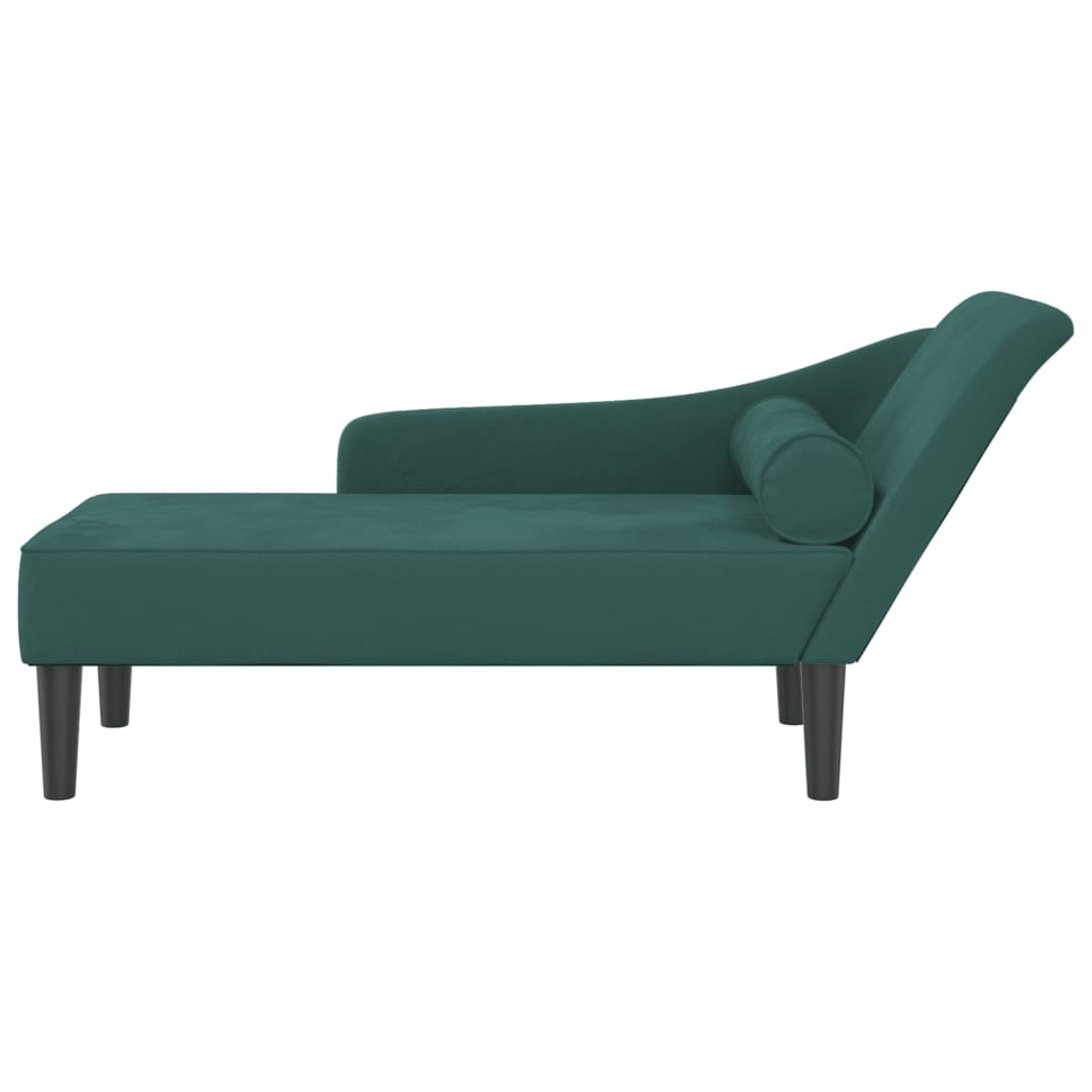 vidaXL Chaise longue met kussens fluweel donkergroen