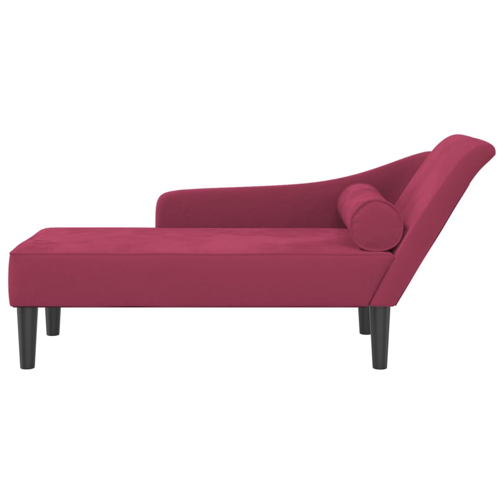 vidaXL Chaise longue met kussens fluweel wijnrood