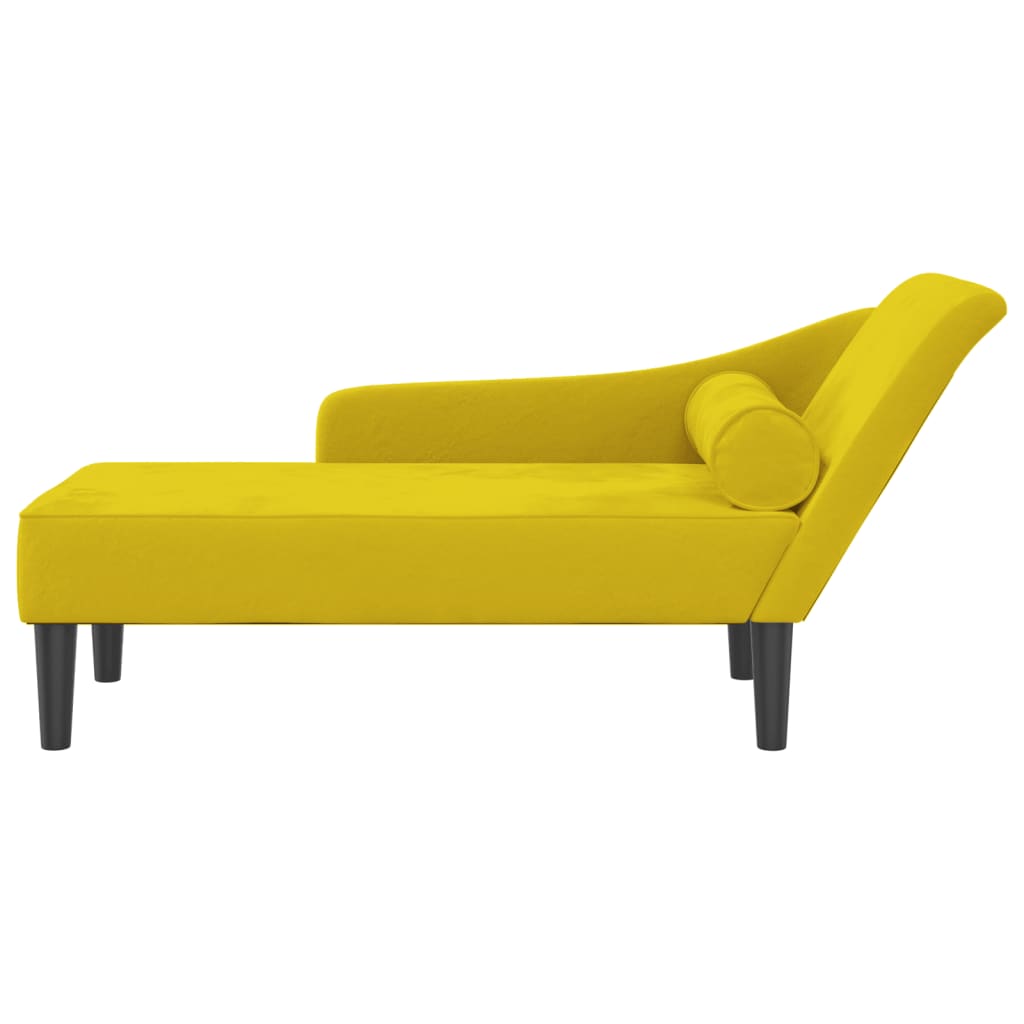 vidaXL Chaise longue met kussens fluweel geel