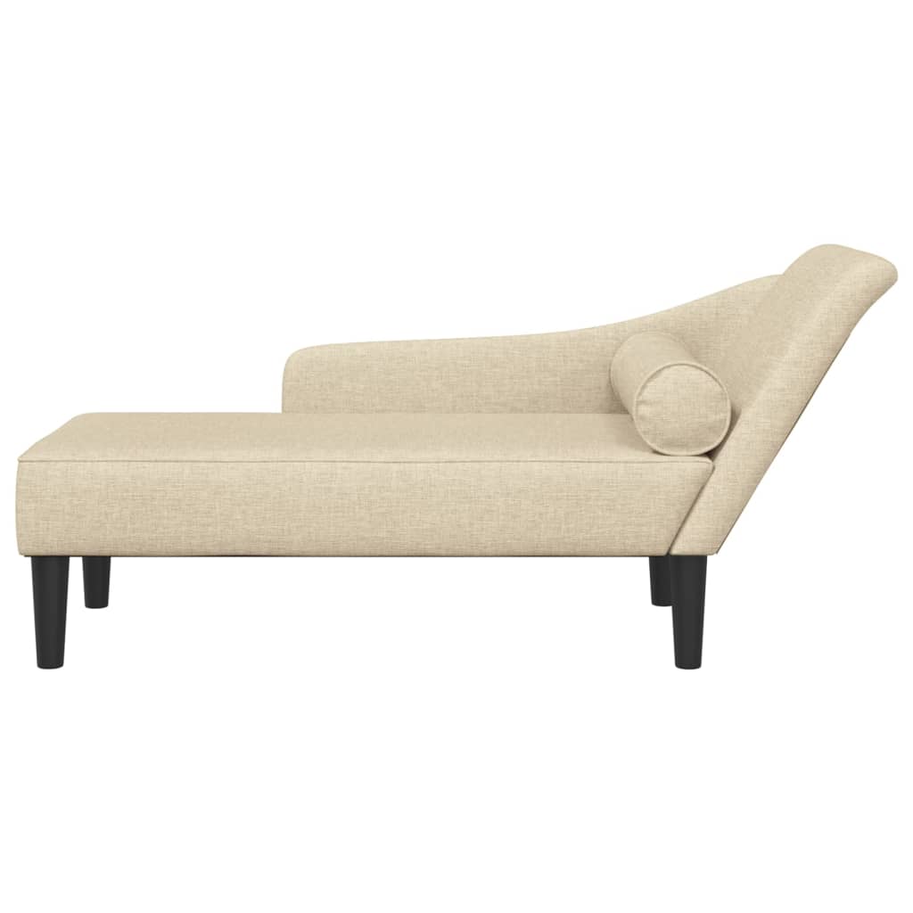 vidaXL Chaise longue met kussens stof crèmekleurig