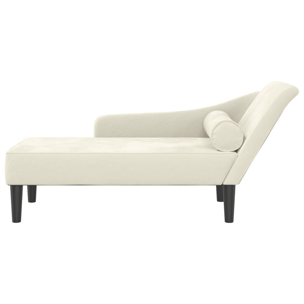 vidaXL Chaise longue met kussens fluweel crèmekleurig