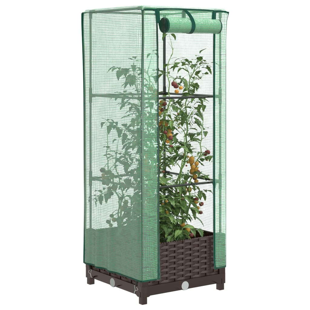 VidaXL Plantenbak verhoogd met kashoes 40x40x123 cm rattanlook