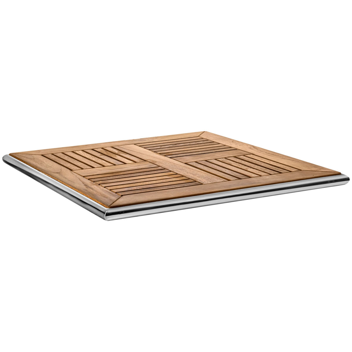 Vega Teak tafelblad Luigi met aluminium rand; 60x60x2 cm (LxBxH); bruin/zilver; vierkant