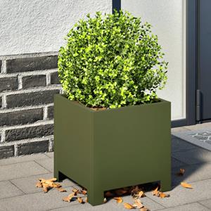 VidaXL Plantenbak 30x30x30 cm staal olijfgroen