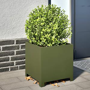 VidaXL Plantenbak 40x40x40 cm staal olijfgroen