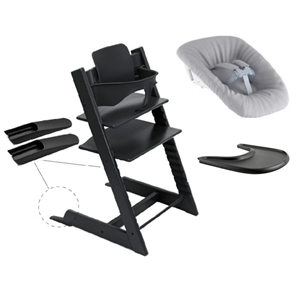 Stokke Tripp Trapp Kinderstoel incl. Baby Set - Newborn Set - Tray - Zwart