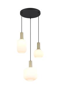 Trio Lighting Pendelleuchte Diva, 3-fl., messingfarben, opal, Glas, Metall