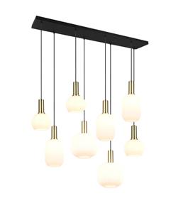 Trio Lighting Hängeleuchte Diva, 8-fl., messingfarben, opal, Metall, Glas