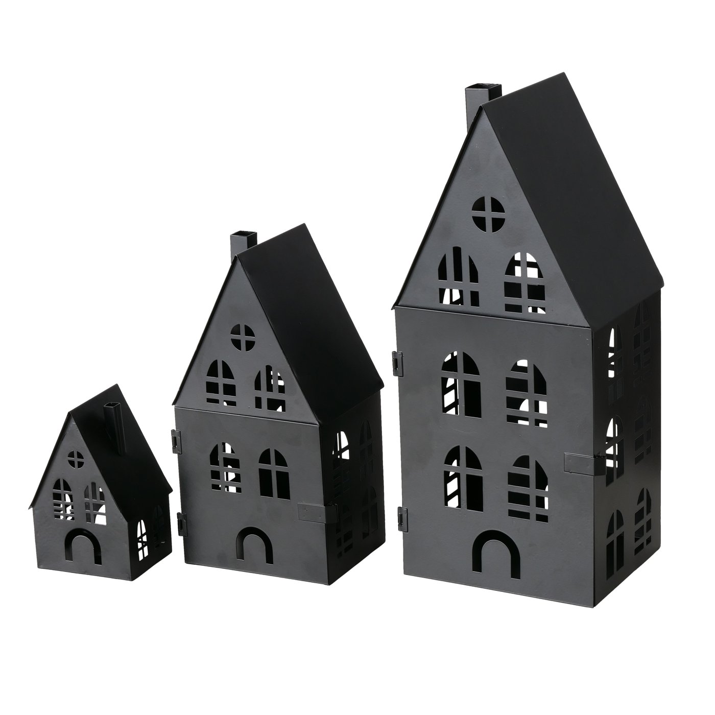 Boltze Home Lantaarnset Huis Metaal Dover 3-delig H13-35cm, B7-13cm