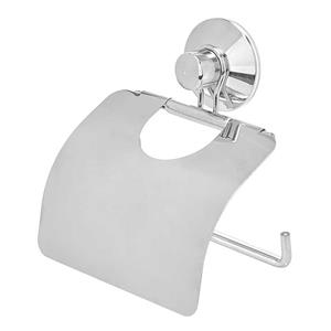 Berilo Toiletrol houder voor de wand - RVS - 13 cm - zilver - voor 1 rol - met ophang zuignap -