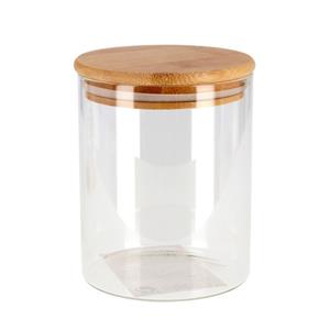 Merkloos 6x Luxe glazen bewaarpotten/voorraadpotten met houten deksel 600 ml -