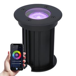 HOFTRONIC™ Maisy Smart LED grondspot - Rond - Zwart - RGBWW - 5.5 Watt - WiFi & Bluetooth - IP67 straal waterdicht - 3 jaar garantie