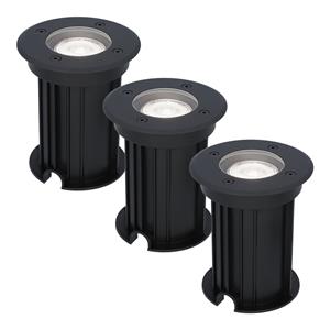 HOFTRONIC™ 3x Maisy dimbare LED grondspot - Rond - Zwart - 6000K Daglicht wit - 5 Watt - IP67 straal waterdicht - 3 jaar garantie