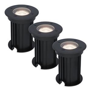 HOFTRONIC™ 3x Maisy dimbare LED grondspot - Rond - Zwart - 4000K neutraal wit - 5 Watt - IP67 straal waterdicht - 3 jaar garantie