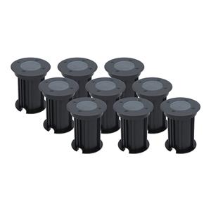 HOFTRONIC™ 9x Maisy dimbare LED grondspot - Rond - Zwart - ex. GU10 - IP67 straal waterdicht - 3 jaar garantie