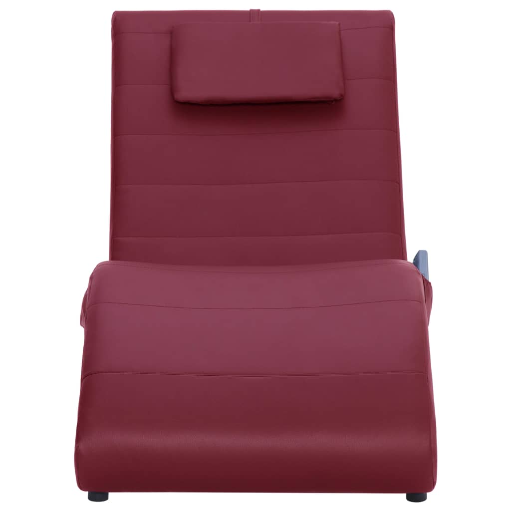 vidaXL Massage chaise longue met kussen kunstleer wijnrood