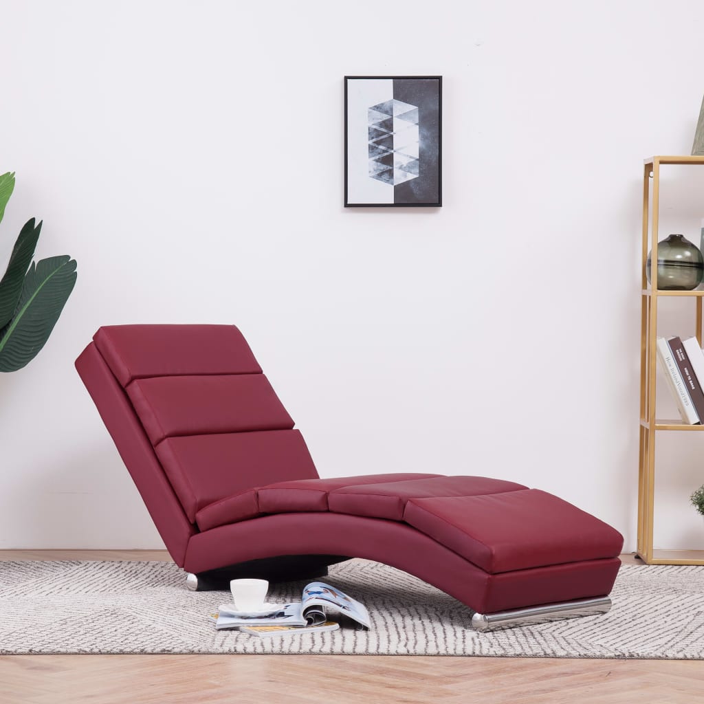 VidaXL Chaise longue kunstleer wijnrood