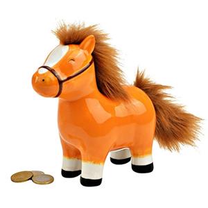 G. Wurm Spaarpot voor kind/volwassenen - Dieren thema Paard - keramiek - bruin - 16 x 17 x 7 cm -