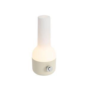 QAZQA Buiten Tafellamp Beige Met Wit Incl. Led Oplaadbaar Ip44 - Haard