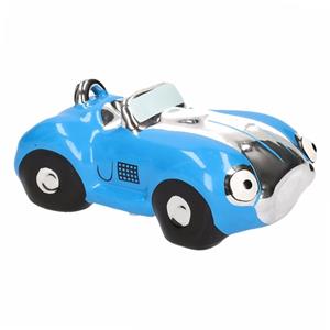 Merkloos Blauwe jongens sportauto cabriolet spaarpot 15 cm -