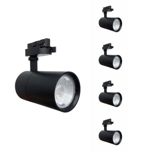 SILAMP Led Track Spotlight 30w 80° Compact Eenfasig Zwart (pak Van 5) Koel Wit 6000k