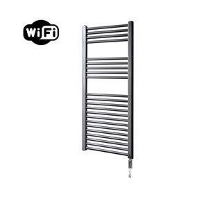 Sanicare elektrische design radiator 45x112cm gunmetal met WiFi en thermostaat rechts chroom