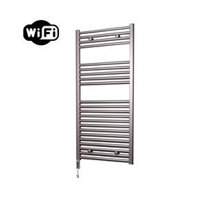 Sanicare elektrische design radiator 45x112cm inox-look met WiFi en thermostaat links chroom