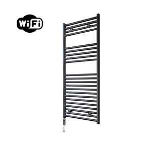 Sanicare elektrische design radiator 45x112cm zwart met WiFi en thermostaat links chroom