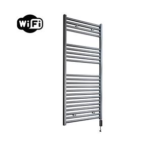 Sanicare elektrische design radiator 45x112cm gunmetal met WiFi en thermostaat rechts zwart
