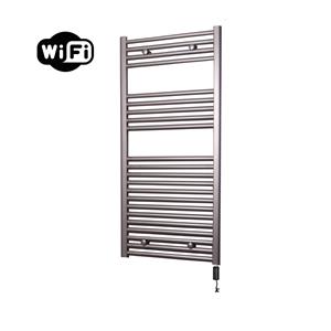 Sanicare elektrische design radiator 45x112cm inox-look met WiFi en thermostaat rechts zwart