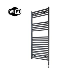 Sanicare elektrische design radiator 45x112cm zwart mat met WiFi en thermostaat rechts zwart