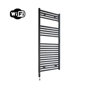 Sanicare elektrische design radiator 45x112cm zwart mat met WiFi en thermostaat links zwart