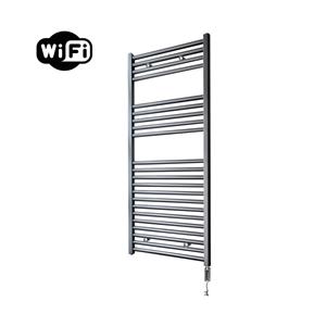Sanicare elektrische design radiator 60x112cm gunmetal met WiFi en thermostaat rechts chroom