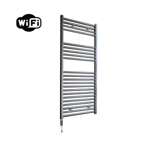 Sanicare elektrische design radiator 60x112cm gunmetal met WiFi en thermostaat links chroom