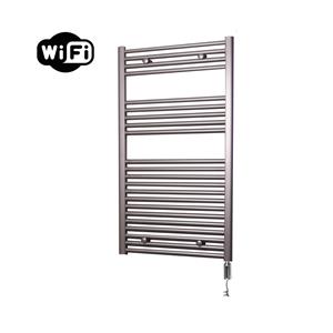 Sanicare elektrische design radiator 60x112cm inox-look met WiFi en thermostaat rechts chroom