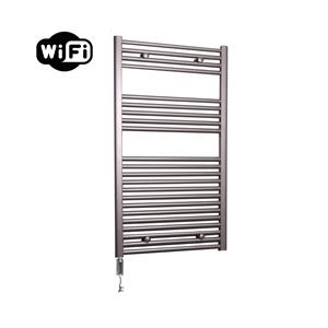 Sanicare elektrische design radiator 60x112cm inox-look met WiFi en thermostaat links chroom
