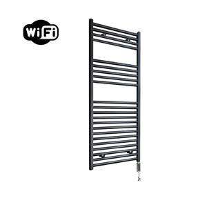 Sanicare elektrische design radiator 60x112cm mat zwart met WiFi en thermostaat rechts chroom