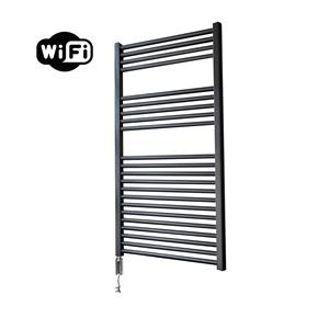 Sanicare elektrische design radiator 60x112cm mat zwart met WiFi en thermostaat links chroom