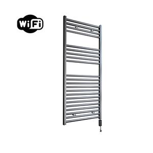 Sanicare elektrische design radiator 60x112cm gunmetal met WiFi en thermostaat rechts zwart