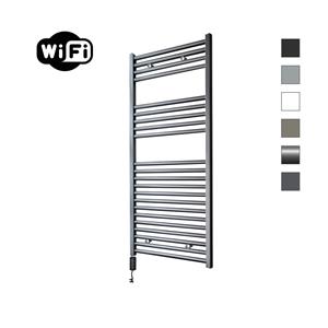 Sanicare elektrische design radiator 60x112cm gunmetal met WiFi en thermostaat links zwart