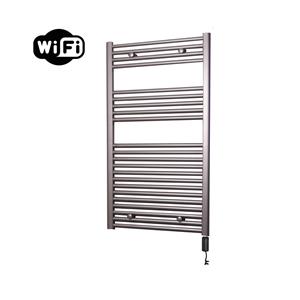 Sanicare elektrische design radiator 60x112cm inox-look met WiFi en thermostaat rechts zwart